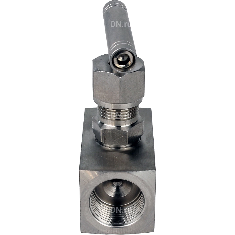 Клапан игольчатый VN3232M-T-Ht 1 1/4″ Ду32 Ру400 резьбовой, корпус - нержавеющая сталь 316, уплотнение - металл, с Т-образной рукояткой