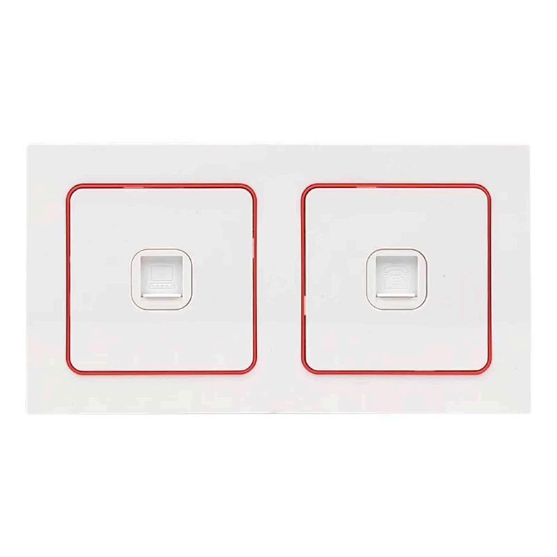 Рамка EKF PROxima Стокгольм 2 поста 82х153х8 мм, корпус - поликарбонат, монтаж - универсальный, цвет - белый линия красная EXM-G-305-20
